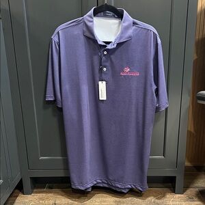 Peter Millar Purple Polo Shirt with Pink Logo